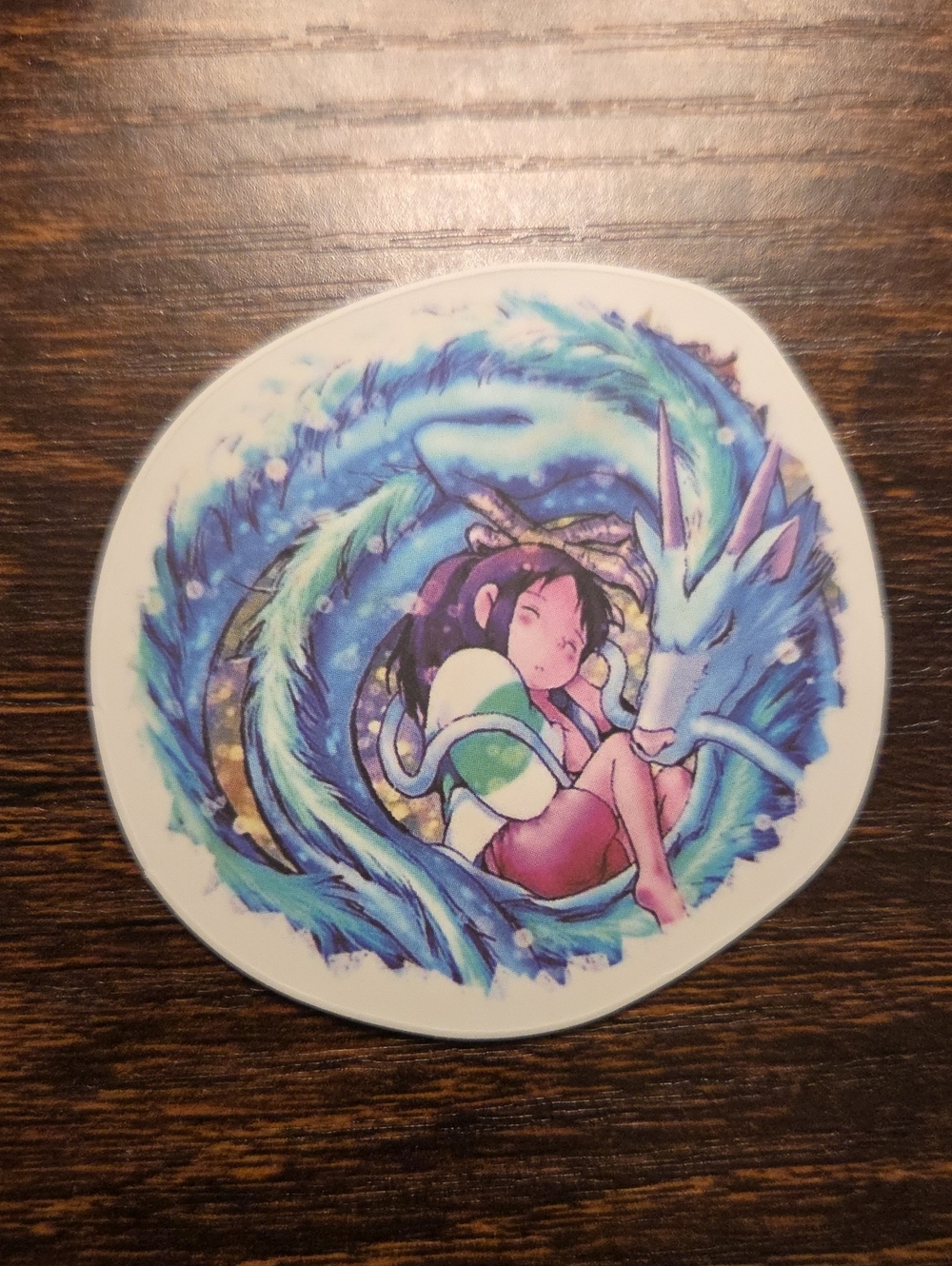 Studio Ghibli-Inspired Blue Dragon & Girl Art Sticker